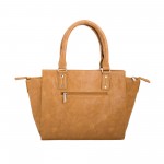 Beau Design Stylish Tan Color Imported PU Leather Handbag With Double Handle For Women's/Ladies/Girls